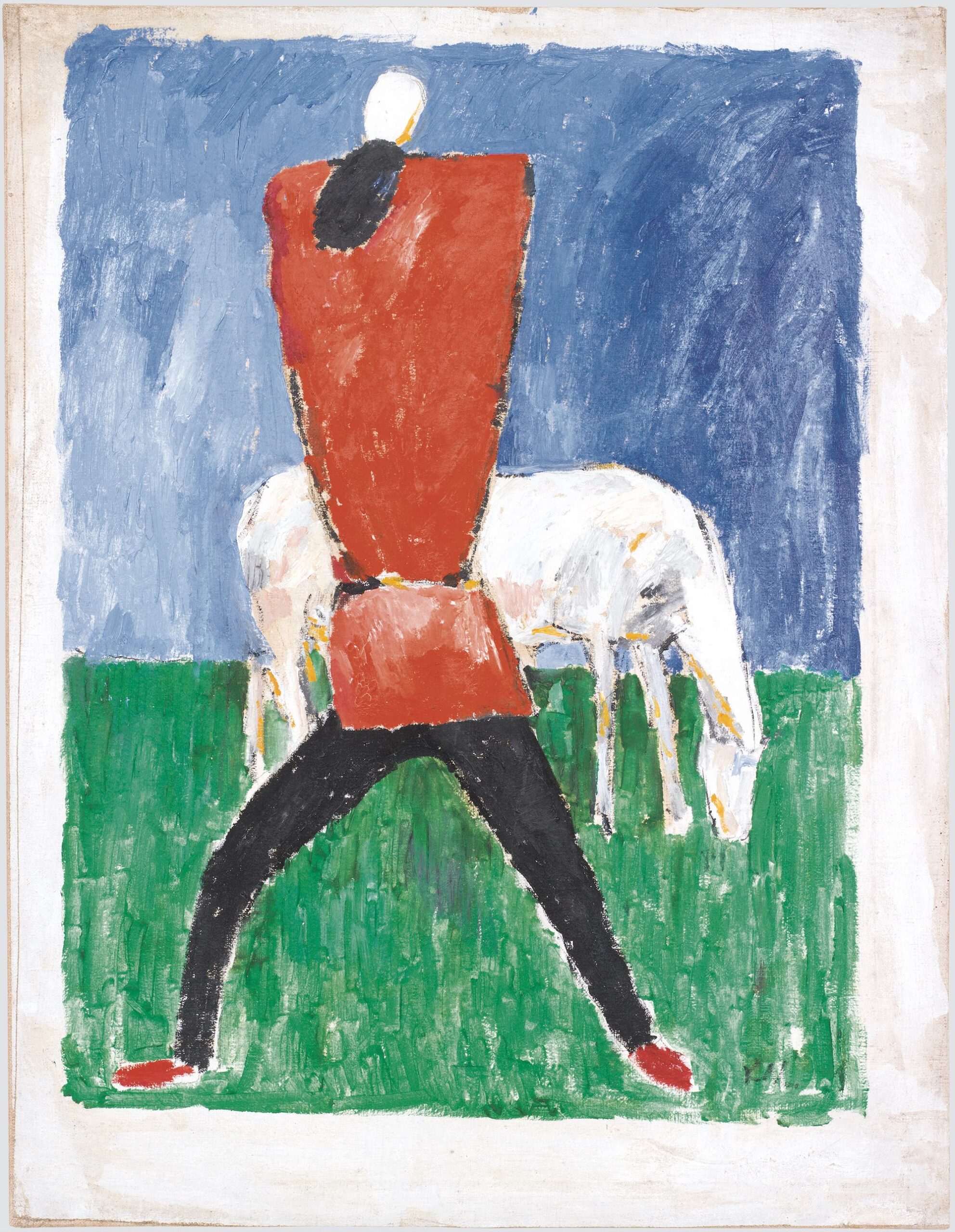 Kasimir Malevitch (1879-1935), Le Cheval blanc, 1930-1931. Huile sur toile, 66,5 x 51,5 cm. Paris, Centre Pompidou. Photo service de presse. © Centre Pompidou, MNAM-CCI/Hélène Mauri/Dist. RMN-GP