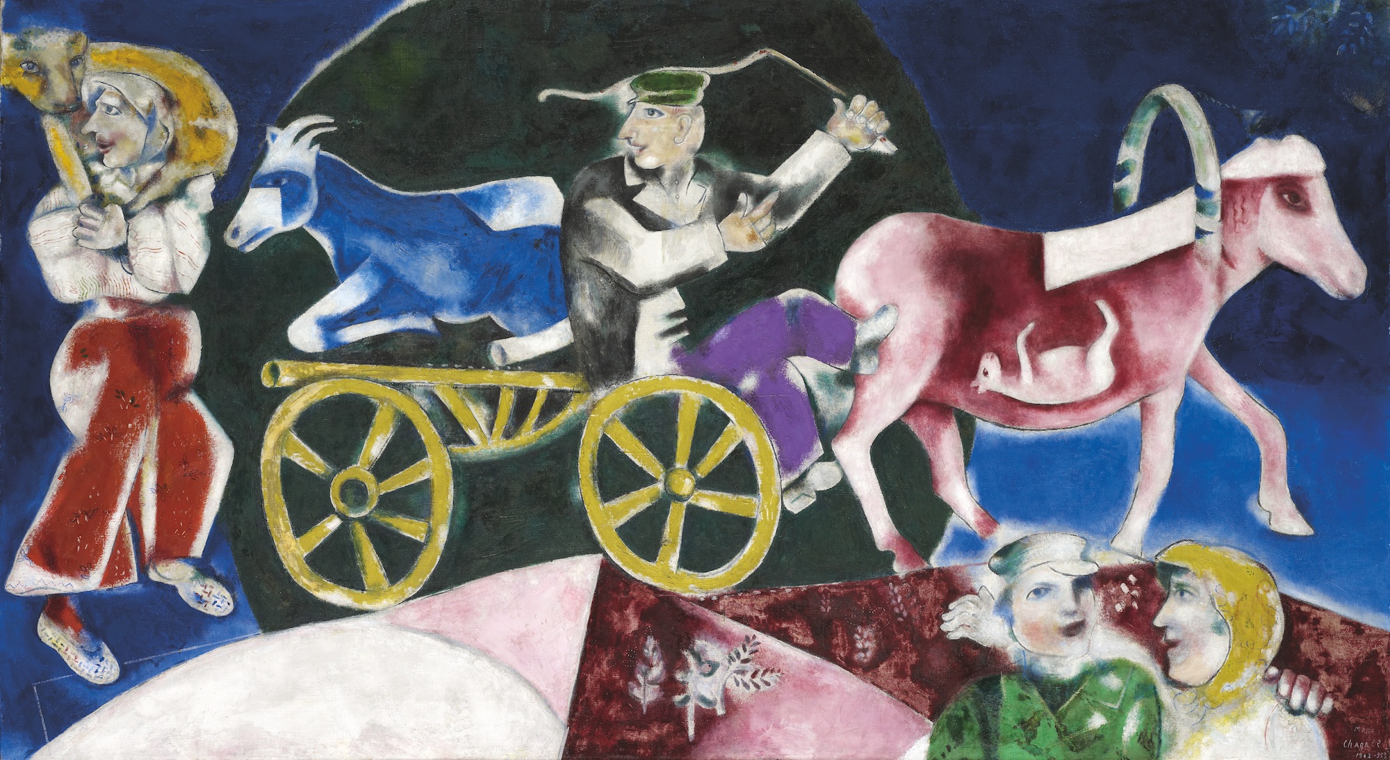 Marc Chagall (1887-1985), Le Marchand de bestiaux, 1922-1923. Huile sur toile de lin, 99,5 x 180 cm. Paris, Centre Pompidou, dépôt au musée de Grenoble. Photo service de presse. © Ville de Grenoble /Musée de Grenoble – J.L. Lacroix © Adagp, Paris