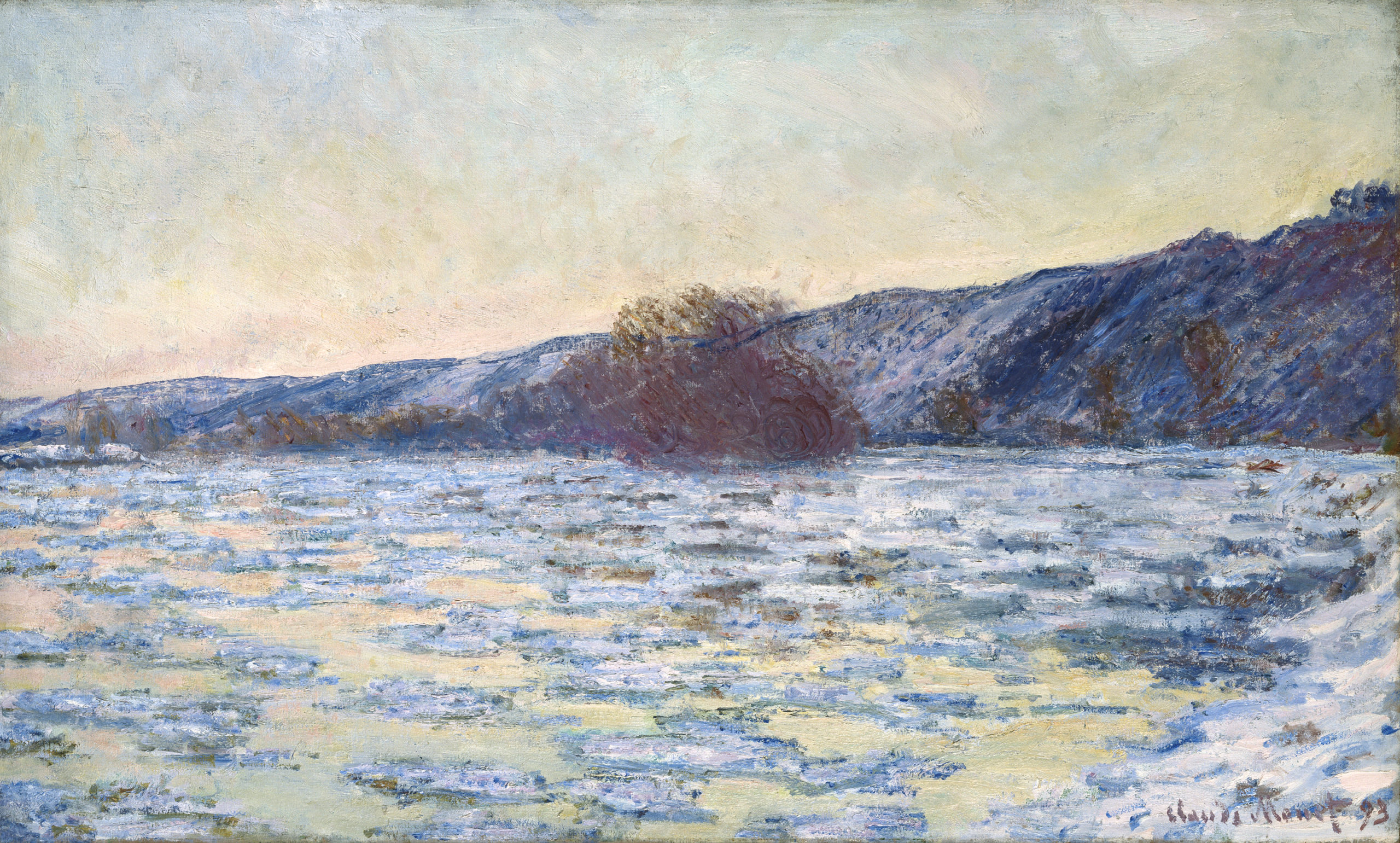 Claude Monet (1840-1926), Les glaçons, effet de crépuscule, 1893. Huile sur toile, 60 x 99,7 cm. Baden, Museum Langmatt. Photo service de presse. © Jean-Pierre Kuhn, SIK- ISEA, Zurich