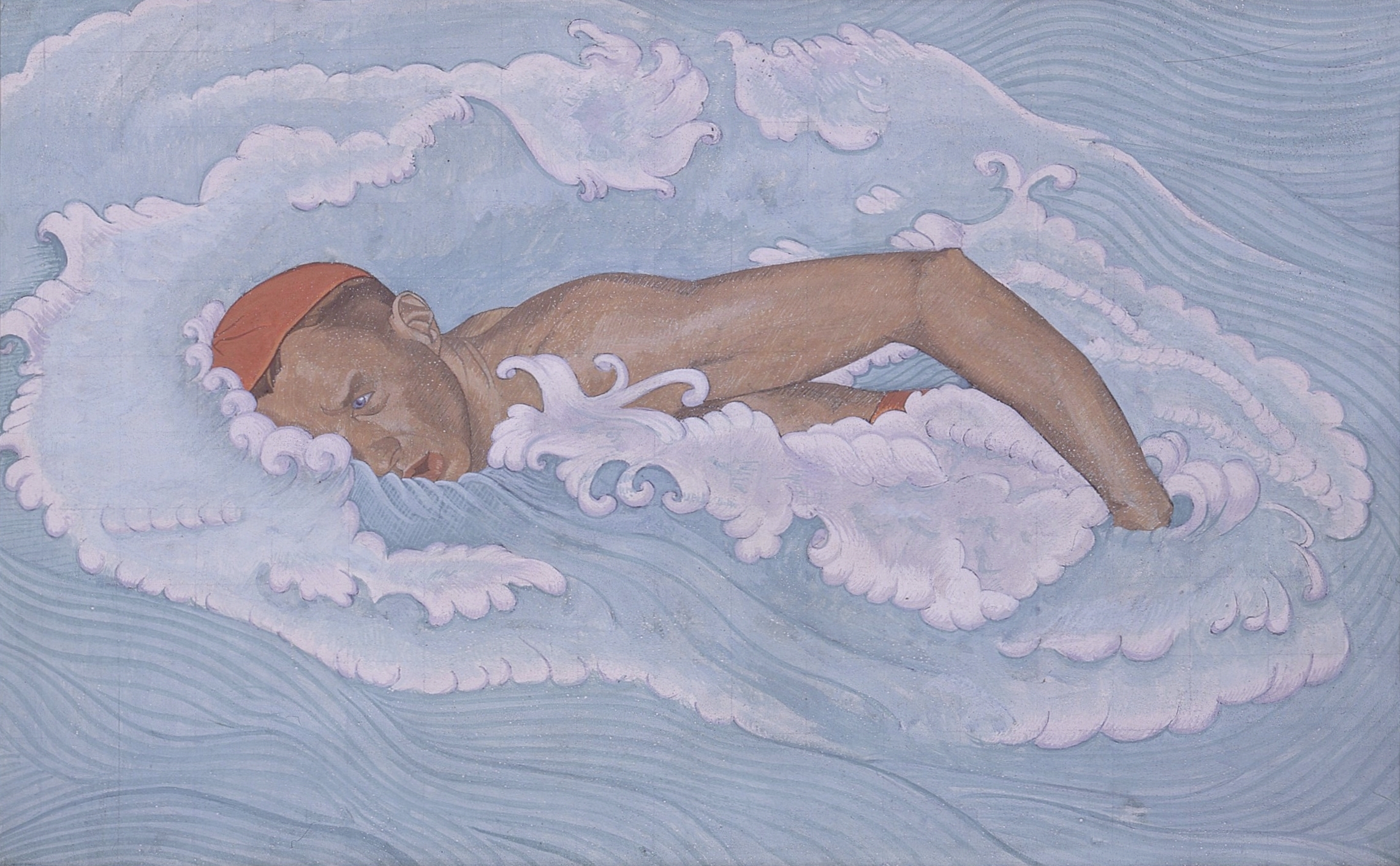 Augustin Rouart (1907-1997), Le Nageur, 1943. Tempera sur carton, 37 x 59 cm. Paris, Petit Palais, musée des Beaux-Arts de la Ville de Paris. Photo service de presse. © Philippe Fuzeau