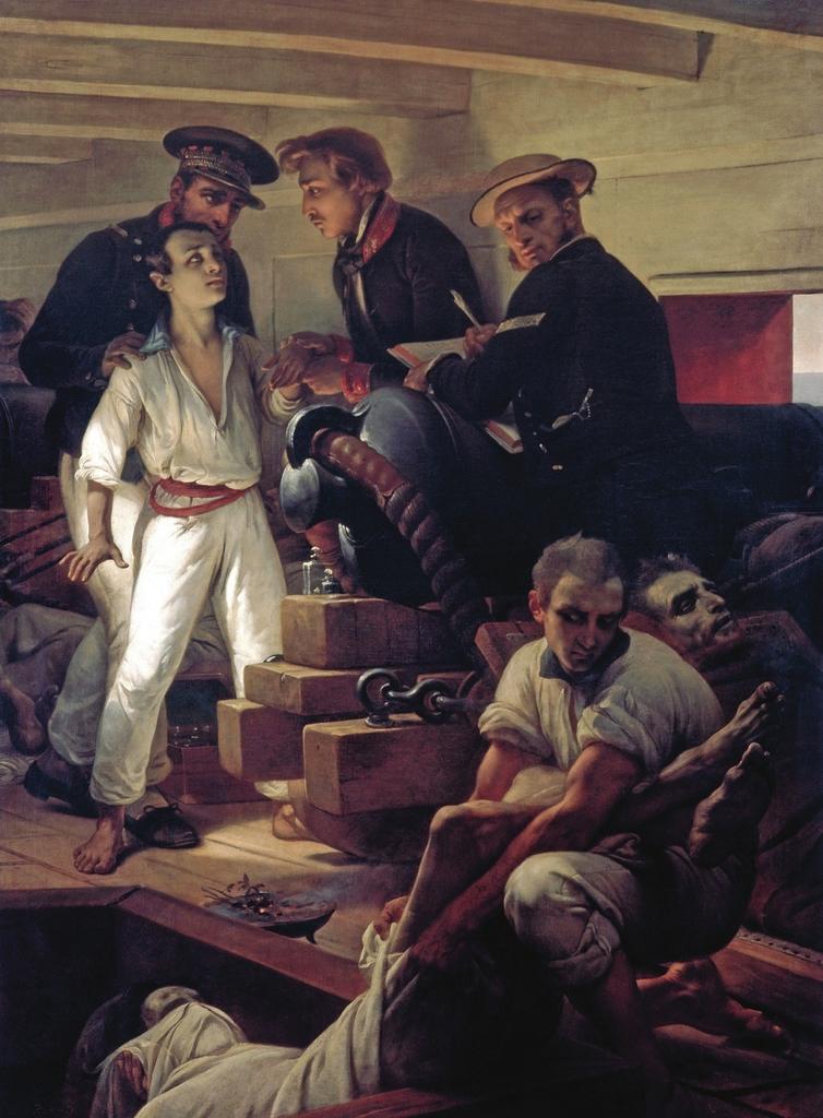 Horace Vernet (1789-1863), Le Choléra à bord de La Melpomène, 1834. Huile sur toile, 259 x 192 cm. Marseille, musée des Beaux-Arts.