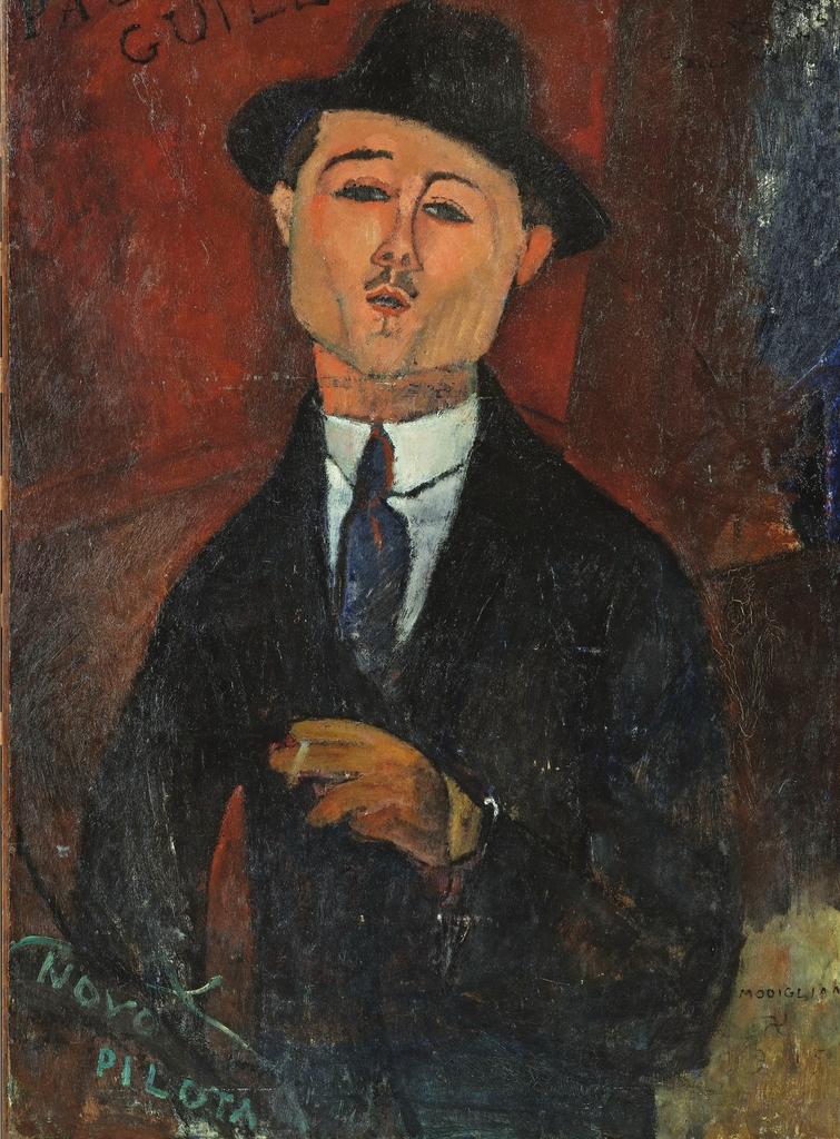 Amedeo Modigliani (1884-1920), Paul Guillaume, Novo pilota (détail), 1915. Huile sur carton collé sur contre-plaqué parqueté, 105 x 75 cm. Paris, musée de l’Orangerie.