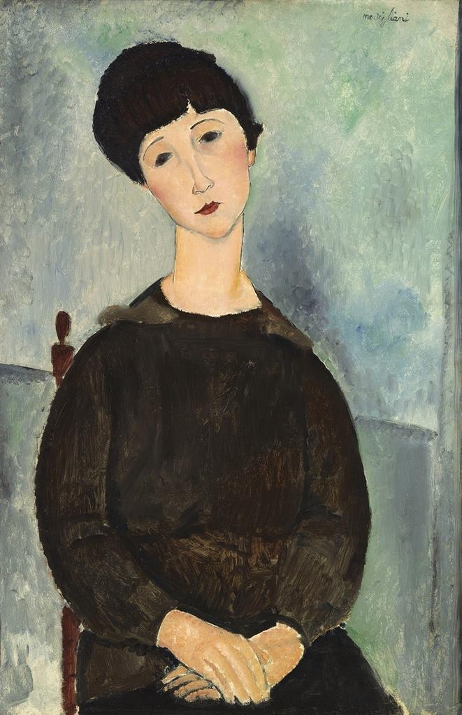 Amedeo Modigliani (1884-1920), La chevelure noire, dit aussi Jeune Fille brune assise, 1918. Huile sur toile, 92 x 60 cm. Paris, musée national Picasso-Paris.