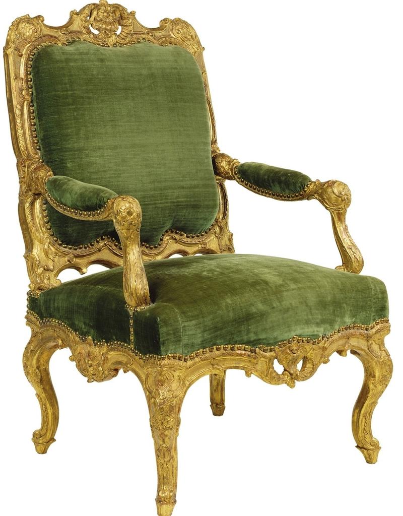 Fauteuil à la reine, 1725-1730. Bois sculpté et doré. Los Angeles, The J. Paul Getty Museum.