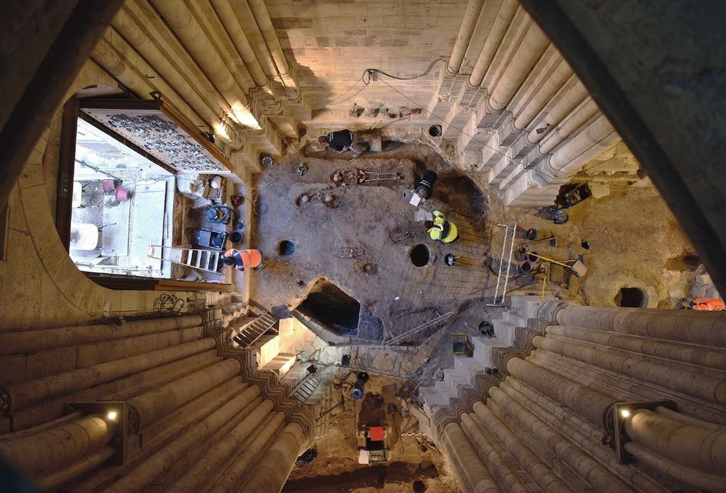 Fouilles du massif occidental de la basilique, état d’avancement à l’intérieur en janvier 2023.