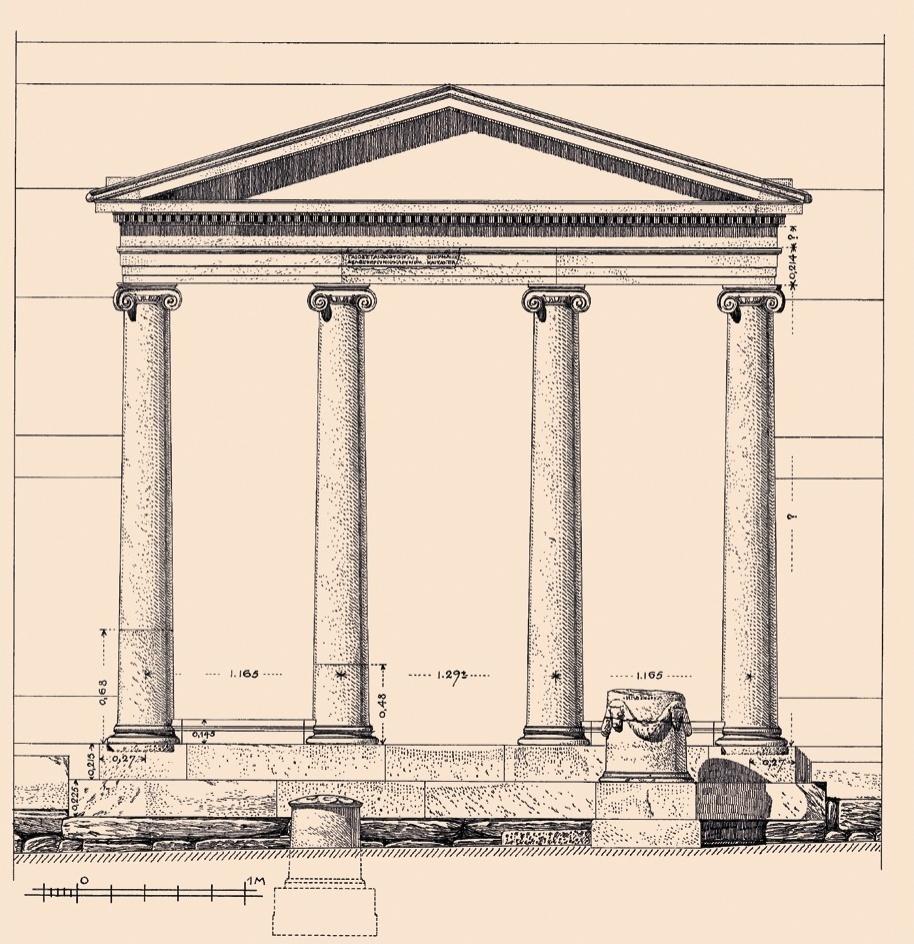  Restitution du temple de Mercure-Hermès et Maia. G. Poulsen, archives de l’EFA.