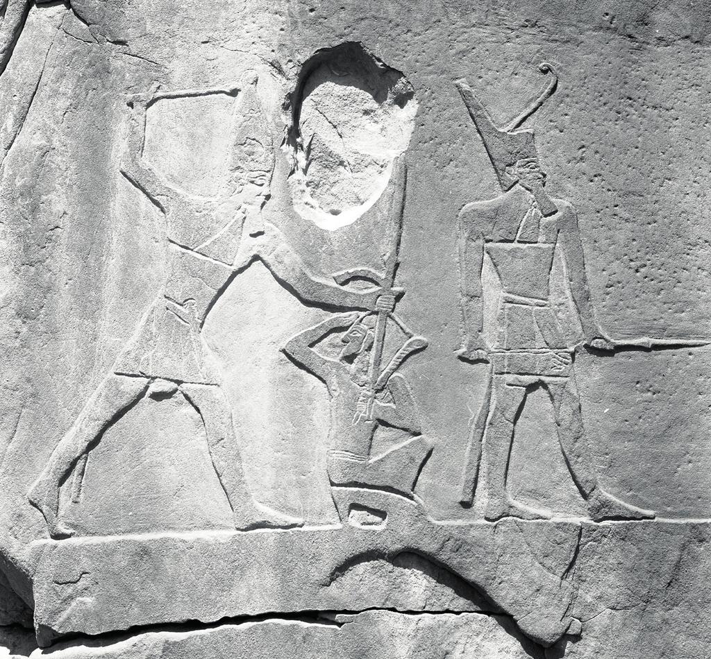 Bas-relief du Ouadi Maghara (Sinaï) représentant le roi Sekhemkhet frappant ses ennemis.