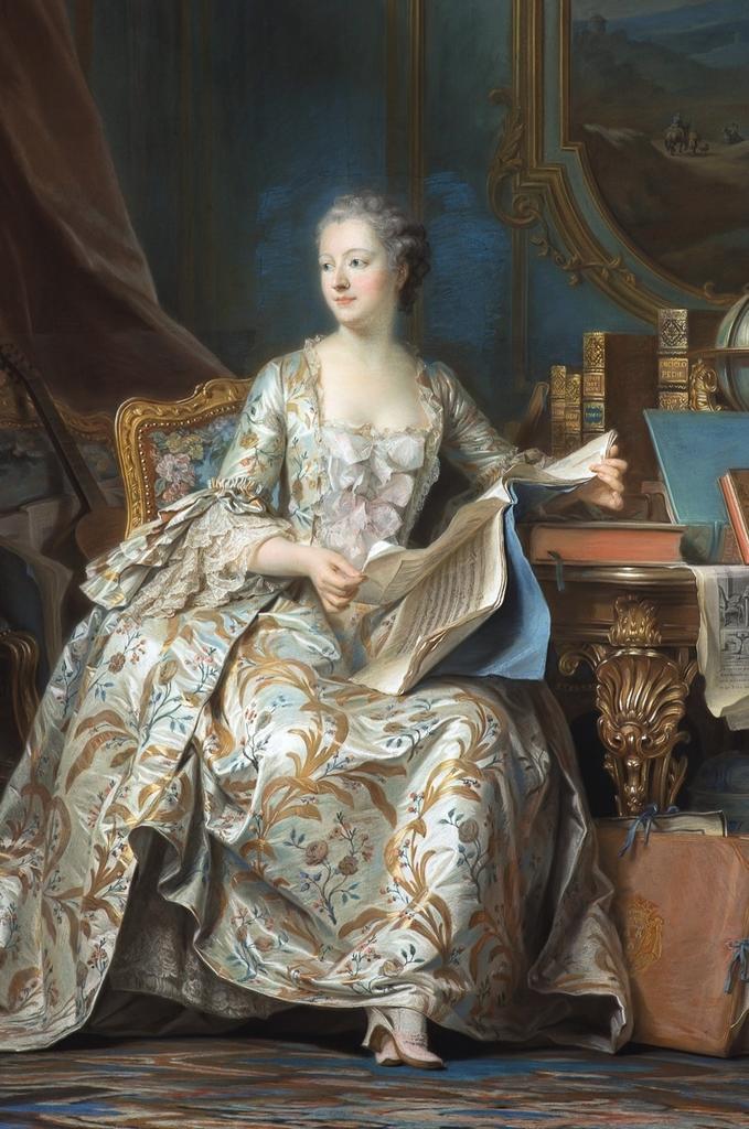 Maurice Quentin de La Tour, La Marquise de Pompadour, 1752-55. Pastel et rehauts de gouache sur papier, 177,5 x 131 cm. Paris, musée du Louvre.