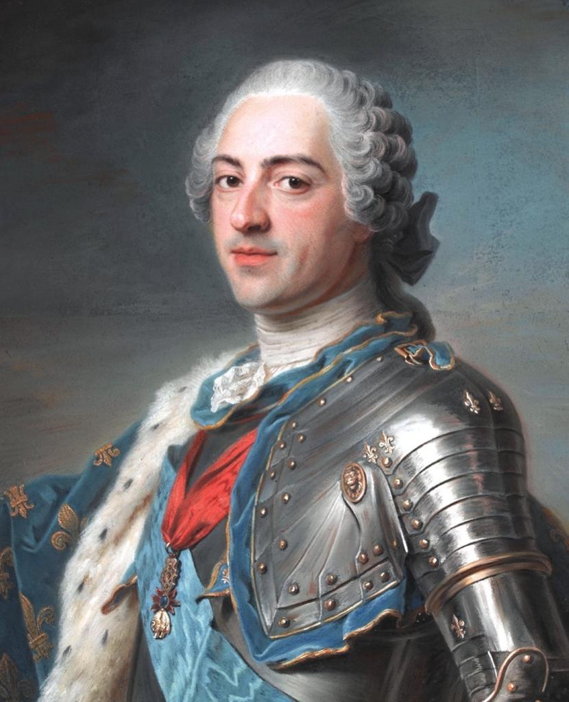 Maurice Quentin de La Tour, Louis XV en buste. Pastel sur papier bleu et gris, 60 x 54 cm. Paris, musée du Louvre.