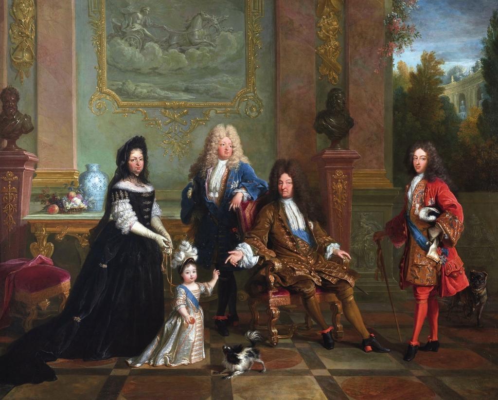 Nicolas de Largillière (1656-1746) et atelier (attr. à), Mme de Ventadour avec le roi Louis XIV et ses héritiers, vers 1715. Huile sur toile, 127 x 161 cm. Londres, Wallace Collection.