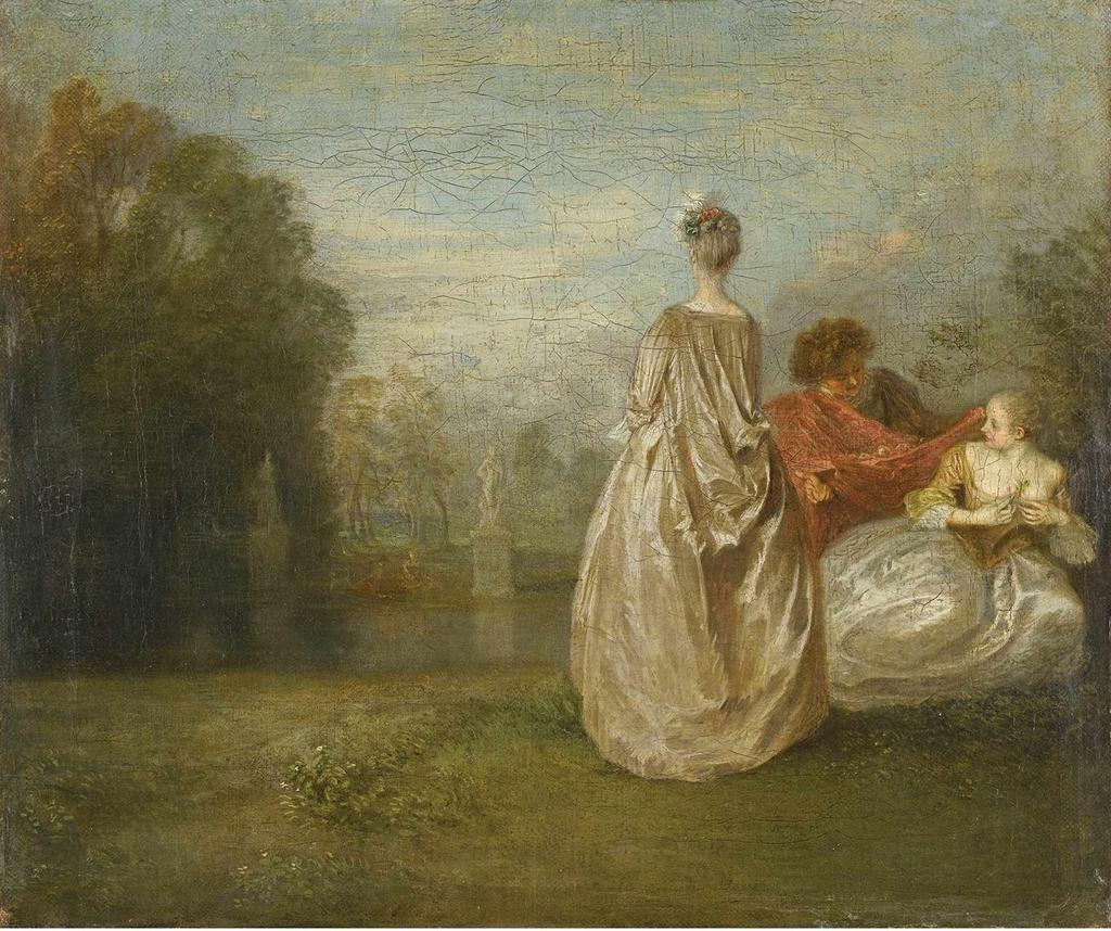 Antoine Watteau (1684-1721), Les Deux Cousines, 1716. Huile sur toile, 30,5 x 36 cm. Paris, musée du Louvre.