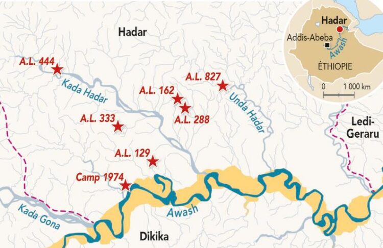 Localités importantes du site de Hadar.