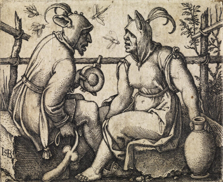 Hans Sebald Beham, Deux fous, vers 1536-40. Gravure au burin sur papier, 2e état, 3,8 x 5,4 cm. Paris, musée du Louvre.