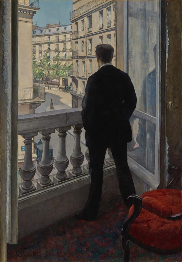 Gustave Caillebotte (1848-1894), Jeune homme à sa fenêtre, 1876. Huile sur toile, 116 x 80 cm. Los Angeles, J. Paul Getty Museum.