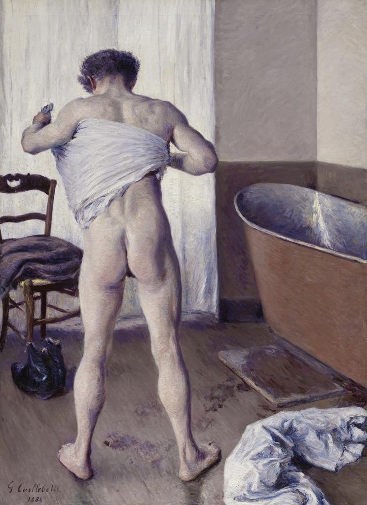 Gustave Caillebotte (1848-1894), Homme au bain, 1884. Huile sur toile, 144,8 x 114,3 cm. Boston, Museum of Fine Arts, acheté en 2011 avec le concours de plusieurs mécènes.