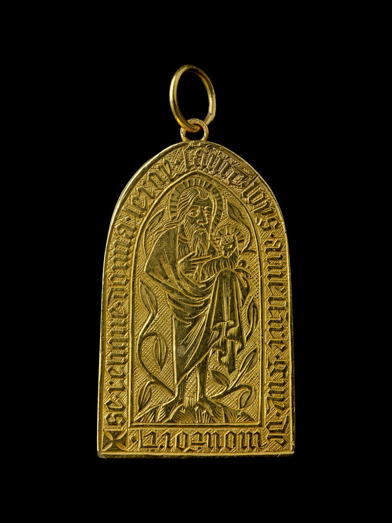 Pendentif reliquaire, France, Paris, 1350-1370. Or, dent, H. 3,7 cm.