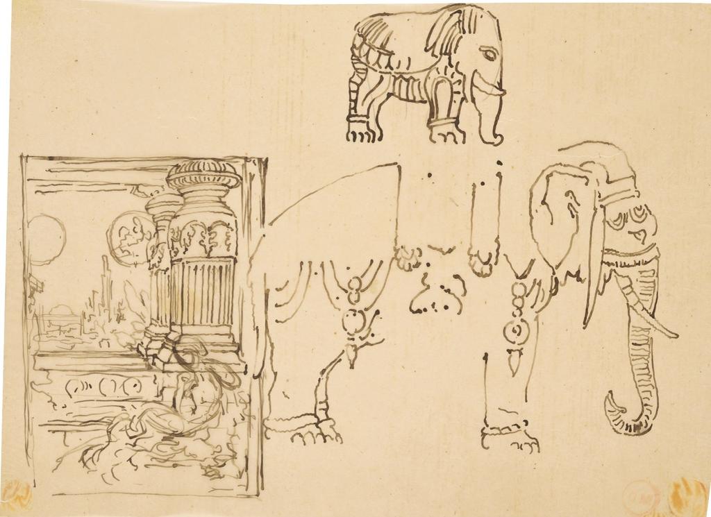 Feuille d’études pour Le Songe d’un habitant du Mogol, 1881, Paris, musée Gustave Moreau.