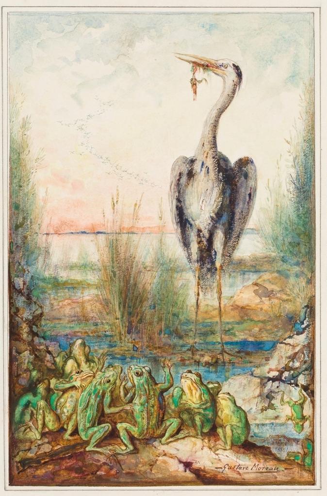 Les Grenouilles qui demandent un Roi, 1884, aquarelle, 32 x 20,7 cm.