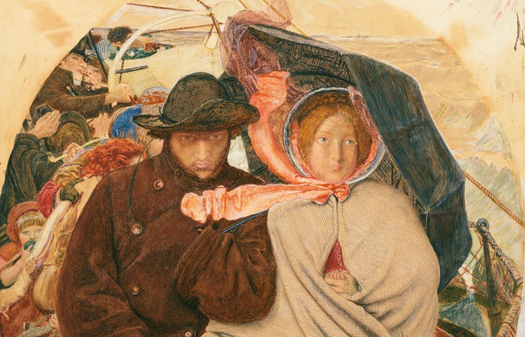 Ford Madox Brown (1821-1893), Adieu à l’Angleterre (détail), 1864-1865. Aquarelle sur papier, 35,6 x 33 cm (avec le support). Londres, Tate Britain.