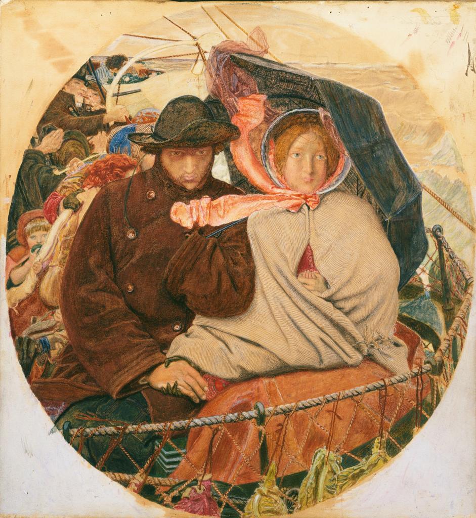 Ford Madox Brown (1821-1893), Adieu à l’Angleterre, 1864-1865. Aquarelle sur papier, 35,6 x 33 cm (avec le support). Londres, Tate Britain. 