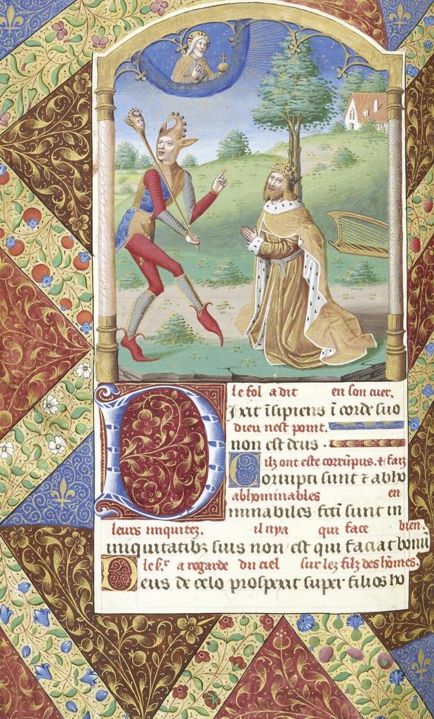 François Le Barbier fils, Psalterium latino-gallicum, dit Psautier de Charles VIII, vers 1492 (?). Manuscrit sur parchemin, 35 × 23,5 cm. Paris, Bibliothèque nationale de France, Ms Latin 774, f. 63v.