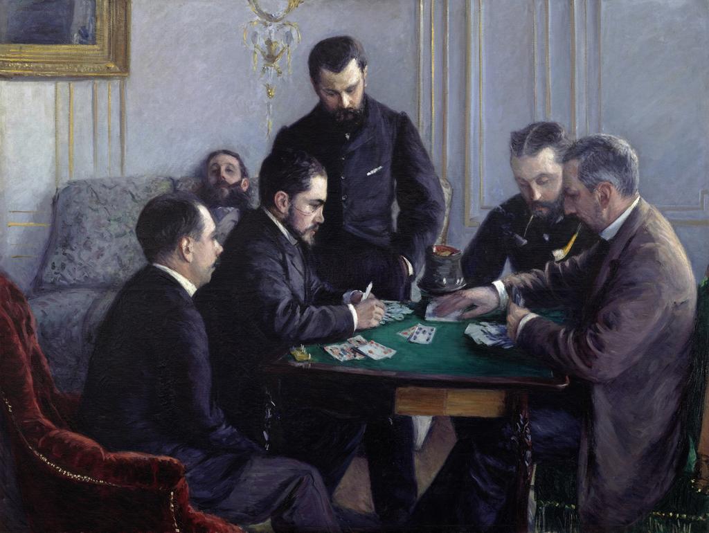 Gustave Caillebotte, La Partie de bézigue, vers 1881. Huile sur toile, 125,3 x 165,6 cm. Abu Dhabi, Louvre Abu Dhabi. 