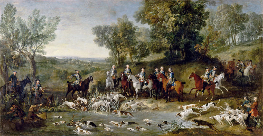 Jean-Baptiste Oudry, Louis XV chassant le cerf dans la forêt de Saint-Germain, 1730. Huile sur toile, 210 x 388 cm. Toulouse, musée des Augustins. 