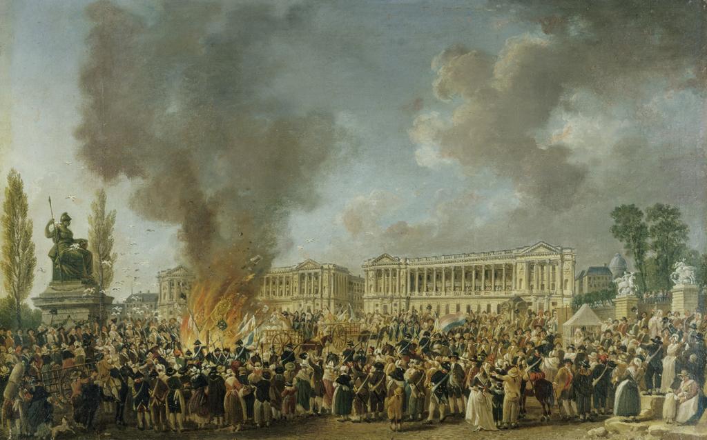 Pierre-Antoine Demachy (1723-1807), La fête de l’Unité et de la Réunion sur la place de la Révolution, vers 1793. Huile sur toile, 48 x 75 cm. Paris, musée Carnavalet – Histoire de Paris.