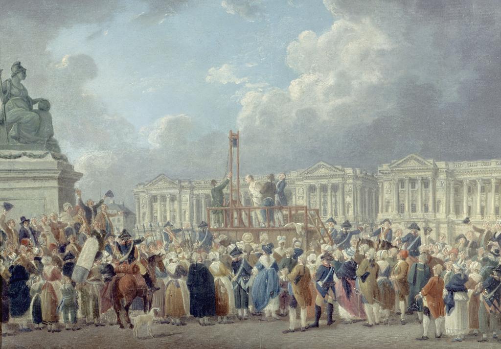 Pierre-Antoine Demachy, Une exécution capitale, place de la Révolution, vers 1793. Huile sur papier, marouflée sur toile, 37 x 53,5 cm. Paris, musée Carnavalet – Histoire de Paris.