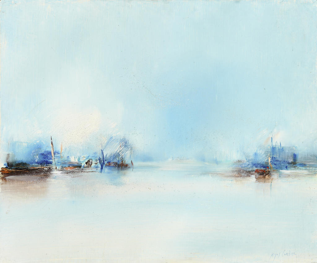 Jacques Cordier (1937-1975), L’Estuaire d’Anvers, 1973. Huile sur toile, 54 x 65 cm. Fonds de dotation Jacques Cordier. 