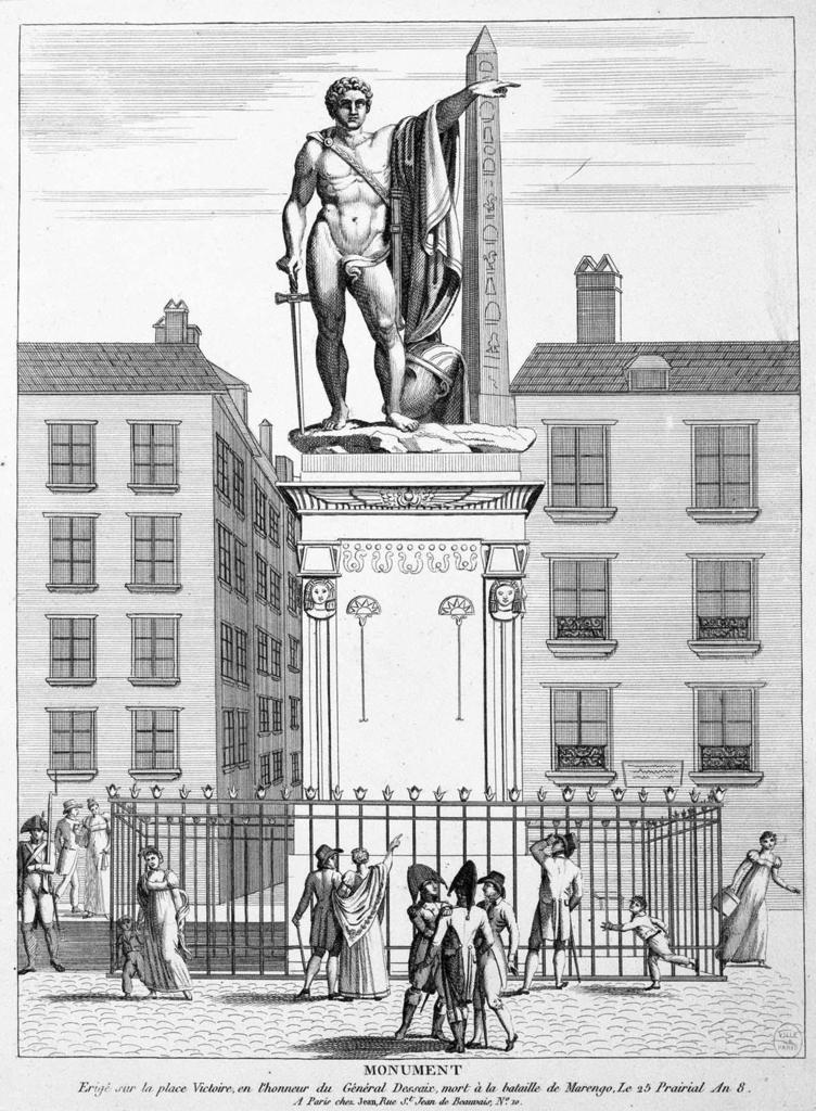 Anonyme, Monument en l’honneur du général Desaix en 1806 pour laplace des Victoires à Paris, 1810. Eau-forte. Paris, musée Carnavalet.