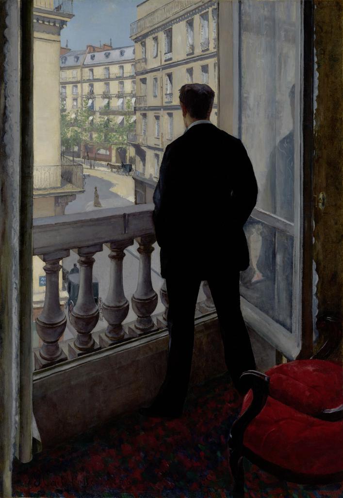 Gustave Caillebotte, Jeune homme à sa fenêtre, 1876. Huile sur toile, 116 x 81 cm. Los Angeles, The J. Paul Getty Museum.