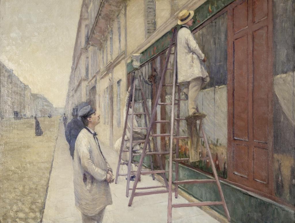 Gustave Caillebotte, Peintres en bâtiments, 1877. Huile sur toile, 89,3 x 116 cm. Paris, musée d’Orsay, dépôt d’une collection particulière.