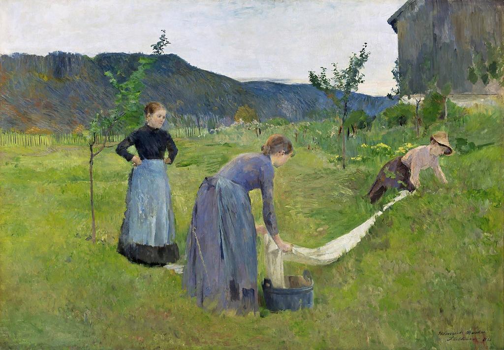 Harriet Backer, Blanchiment du linge, 1886-1887. Huile sur toile, 90,5 x 110 cm. Bergen, Kode Bergen Art Museum. 