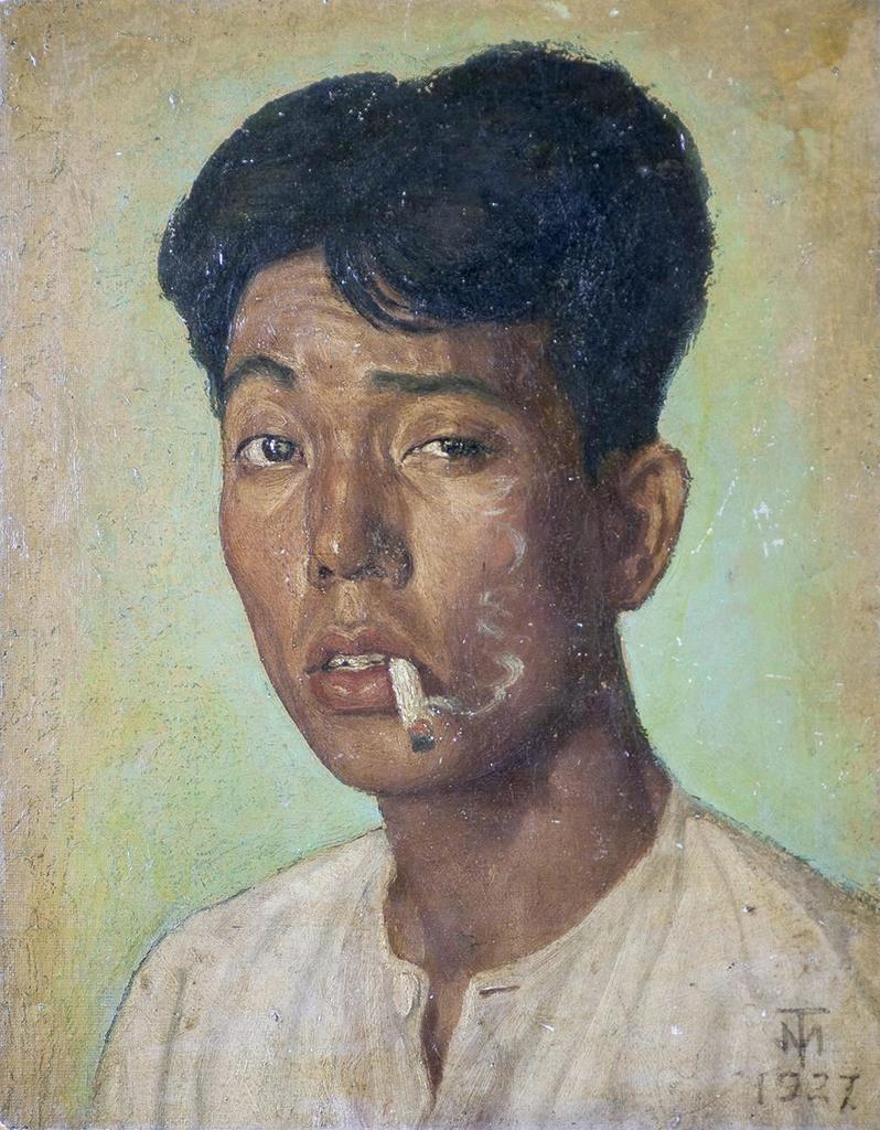 Mai-Thu, Autoportrait à la cigarette, Hanoï, 1927. Huile sur panneau d’isorel. Collection particulière. 