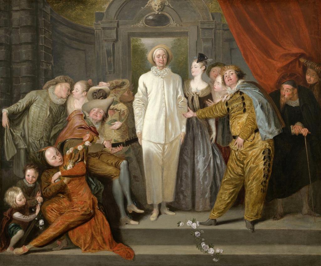 Antoine Watteau, Les Comédiens italiens, 1720. Huile sur toile, 64 x 76 cm. Washington, National Gallery of Art. 