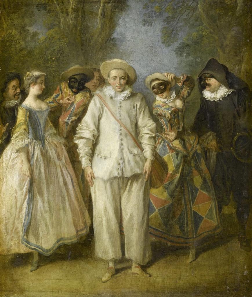 Nicolas Lancret (1690-1743), Les acteurs de la Comédie-Italienne, vers 1725. Huile sur bois, 26 x 22 cm. Paris, musée du Louvre. 