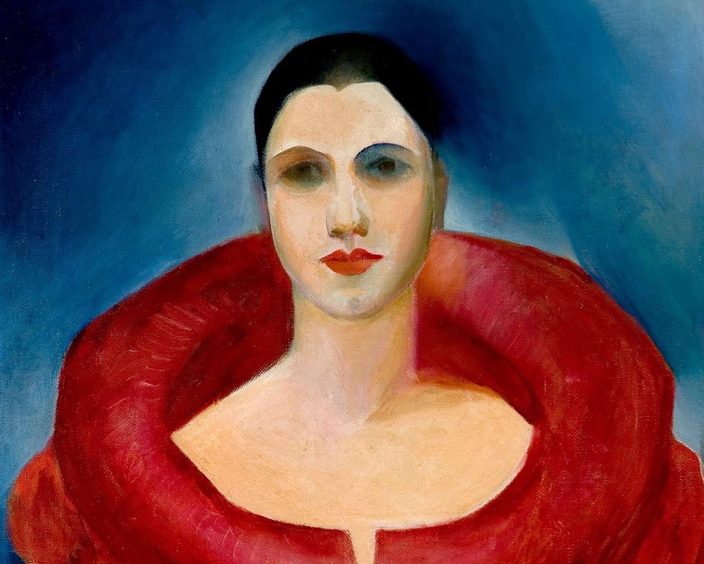 Tarsila do Amaral (1886-1973), Autoportrait (Manteau rouge), détail, 1923. Huile sur toile, 73 x 60,5 cm. Rio de Janeiro, Museu Nacional de Belas Artes.