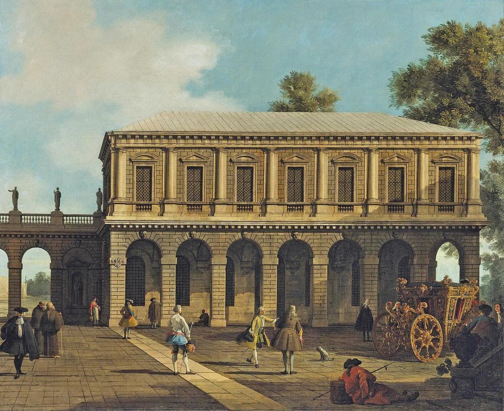 Giovanni Antonio Canal, dit Canaletto (1697-1768), Capriccio avec les prisons de San Marco, vers 1744. Huile sur toile, 105,5 x 127,5 cm. 