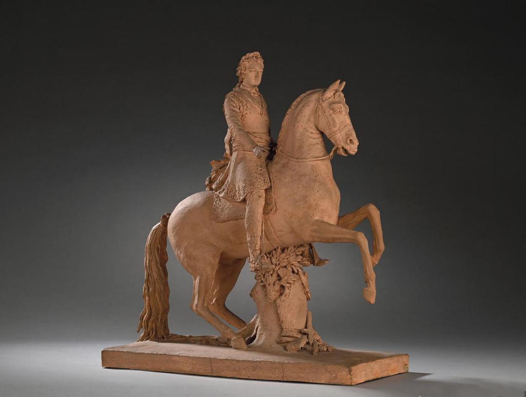 Pierre Cartellier (1757-1831), Louis XV au galop, 1817. Maquette en terre cuite patinée, premier projet, 36 x 32 x 14 cm. 