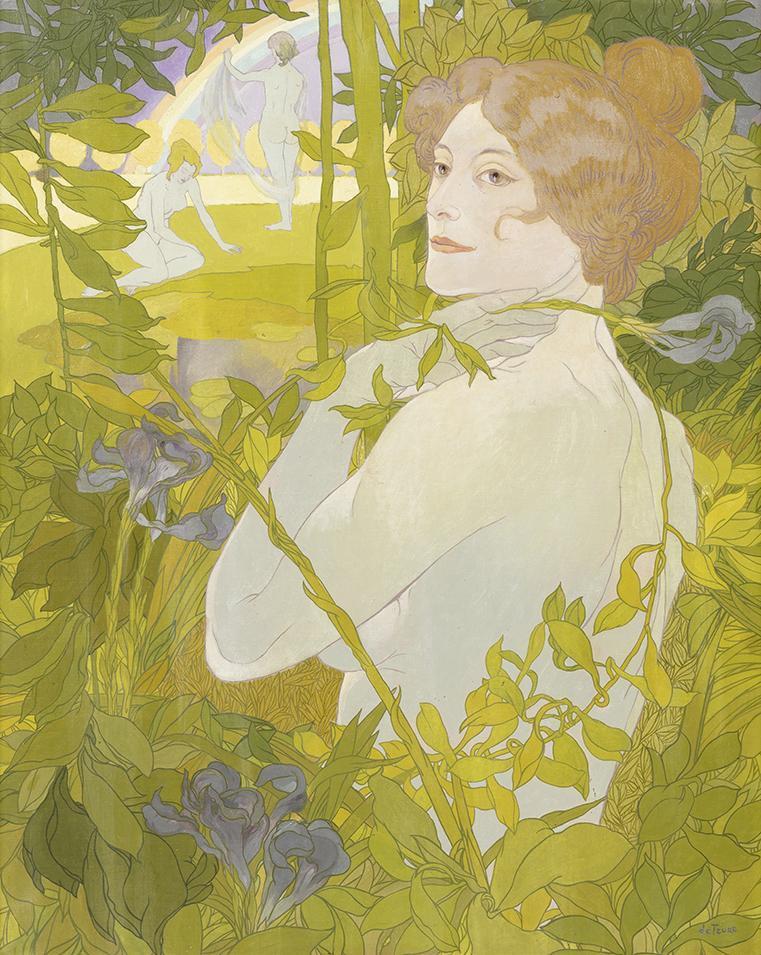 Georges de Feure (1868-1943), Femme à l’iris. Huile sur toile, 81 x 65 cm. Vente Paris, Sotheby’s, 13 novembre 2024. Estimé : 25 000/45 000 € Adjugé : 360 000 € (frais inclus).