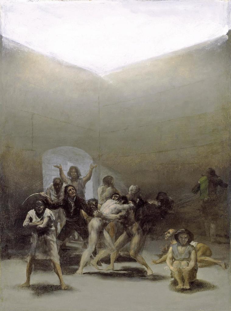 Francisco de Goya y Lucientes, L’Enclos des fous, 1794. Huile sur étain, 43 x 32 cm. Dallas, Meadows Museum, Southern Methodist University. 