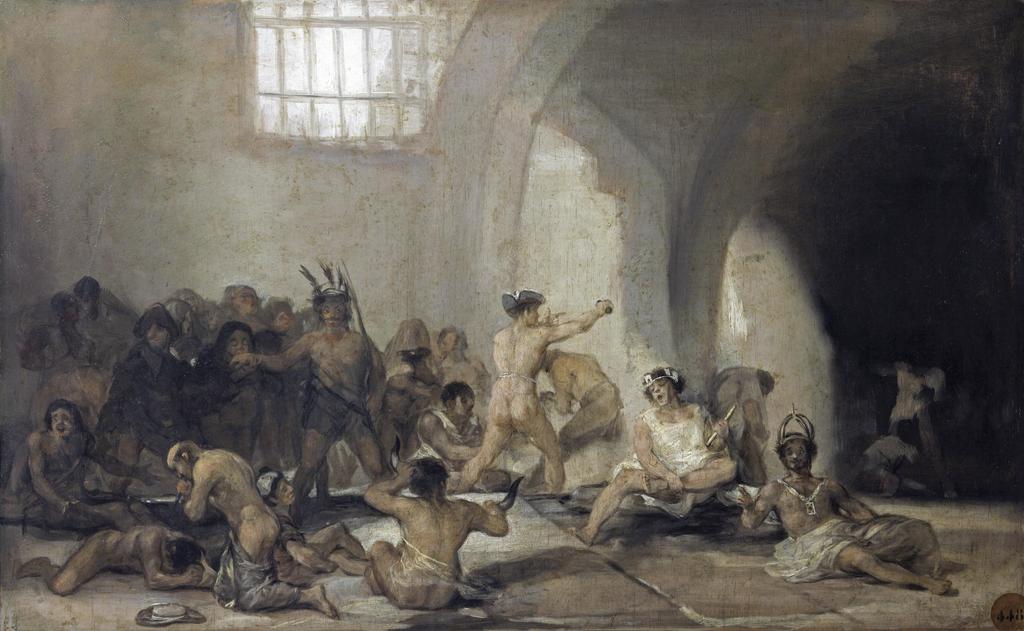 Francisco de Goya y Lucientes, La Maison des fous, 1814-16 (?). Huile sur bois, 45 x 72 cm. Madrid, Real Academia de Bellas Artes de San Fernando.