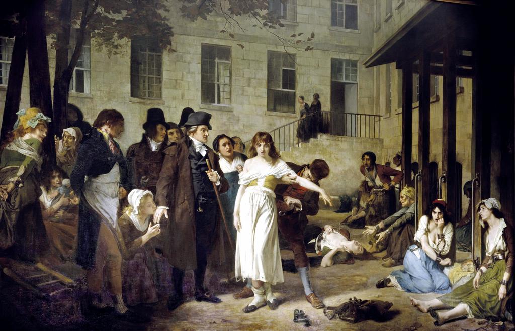 Tony Robert-Fleury, Le Docteur Pinel, médecin en chef de la Salpêtrière, en 1795, 1876. Huile sur toile, 355,5 x 496 cm. Paris, Centre national des arts plastiques, en dépôt au musée de la Révolution française de Vizille.