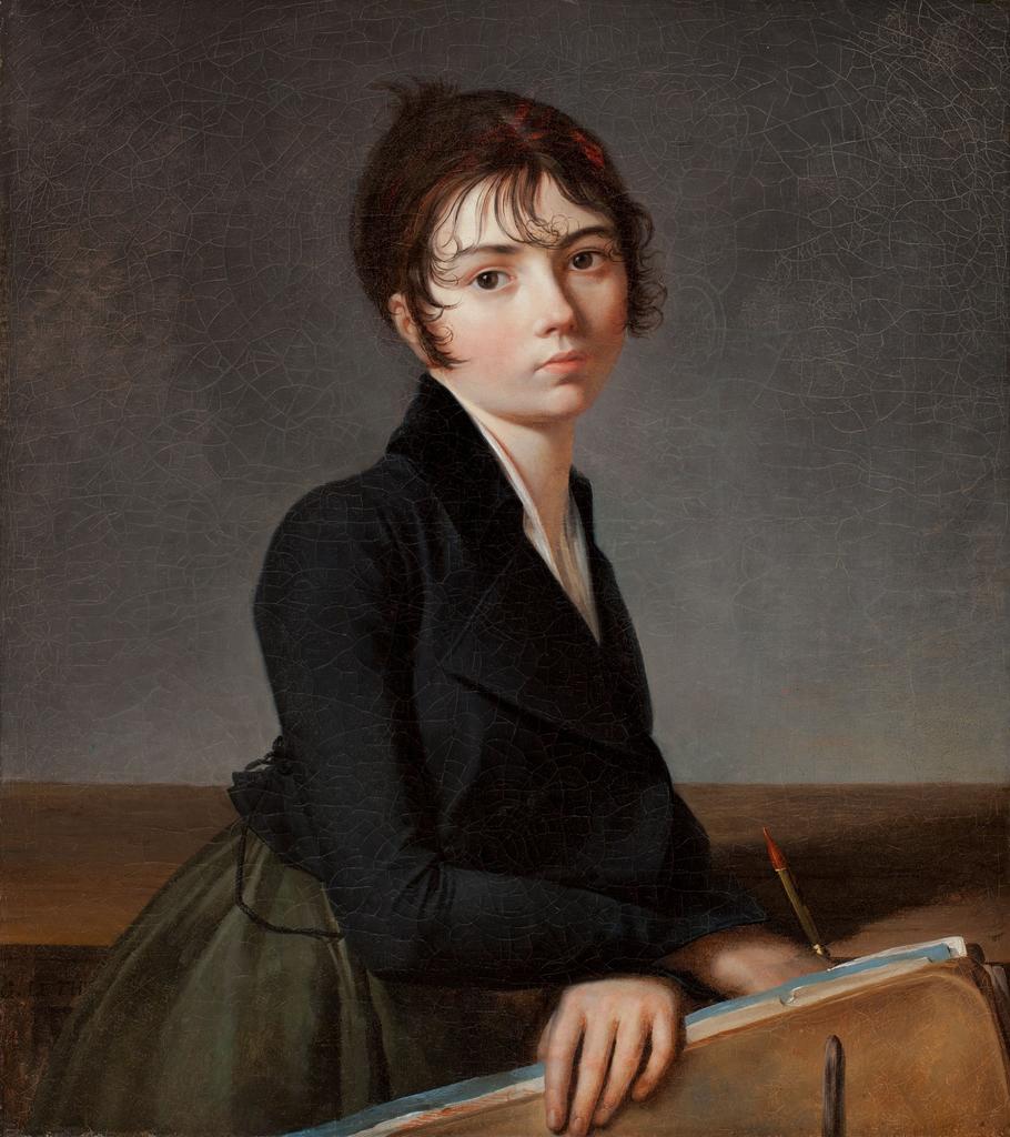 Guillaume Guillon Lethière, Jeune femme s'appuyant sur un porte-feuilles, vers 1799. Huile sur toile, 63,5 x 56,4 cm. Worcester, Worcester Art Museum. 