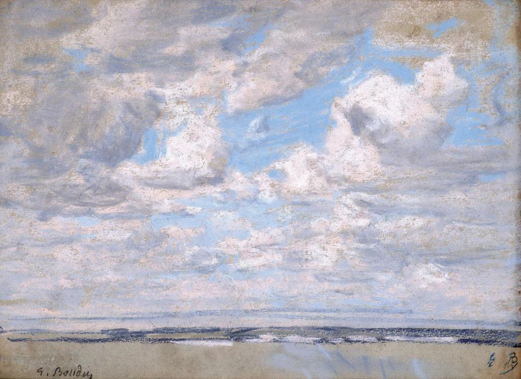 Eugène Boudin (1824-1898), Étude de ciel et plage, sans date. Pastel sur papier, 20,3 x 29,2 cm. Collection particulière. 