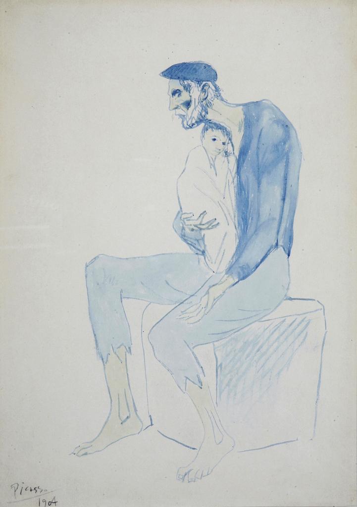 Pablo Picasso (1881-1973), Le Mendiant, 1904. Aquarelle sur papier, 36 x 26 cm. Le Havre, musée d’art moderne André Malraux, collection Édouard Senn, donation Hélène Senn-Foulds, 2009. 