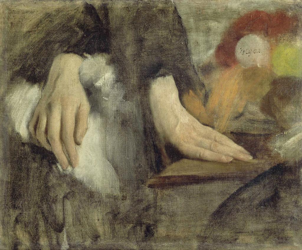 Edgar Degas (1834-1917), Étude de mains, 1860. Huile sur toile, 38,2 x 46,4 cm. Paris, musée d’Orsay, don de la Société des Amis du Luxembourg, 1919. 