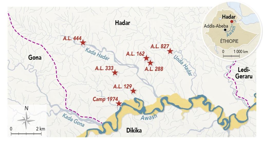 Sites et localités de la basse vallée de l'Awash.