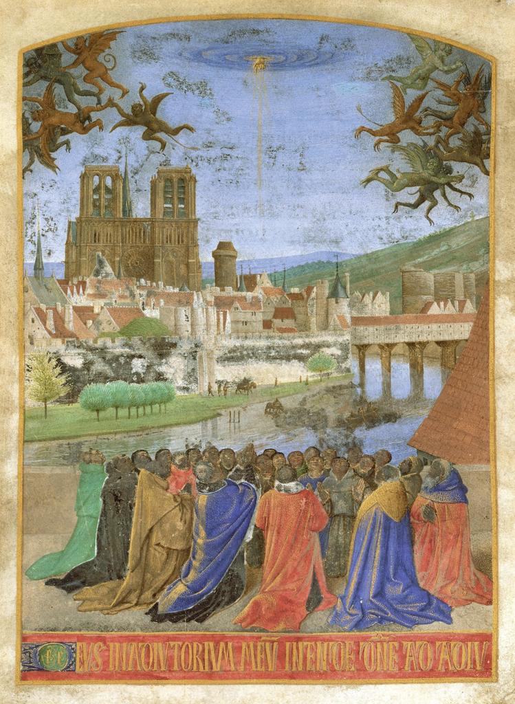 Jean Fouquet, La Dextre de Dieu chassant les démons, dans Heures d’Étienne Chevalier, Tours, vers 1452-60. New York, The Metropolitan Museum of Art, ms. 71. 